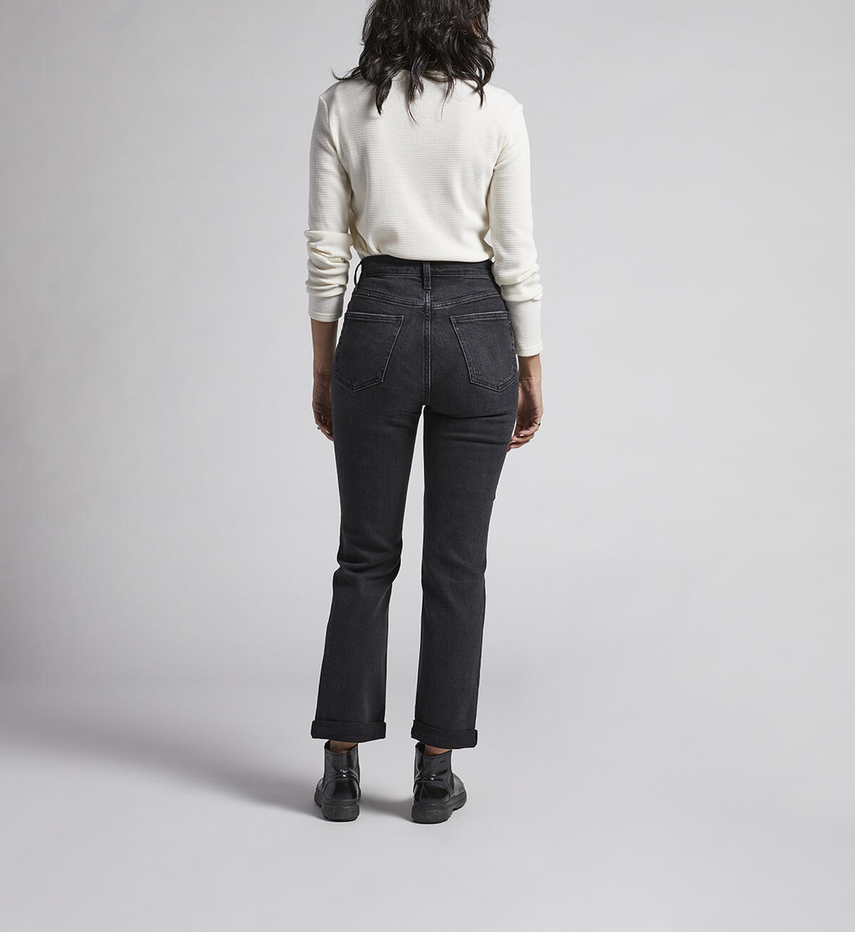'90s Boyfriend High Rise Straight Leg Jeans, Black, hi-res image number 1