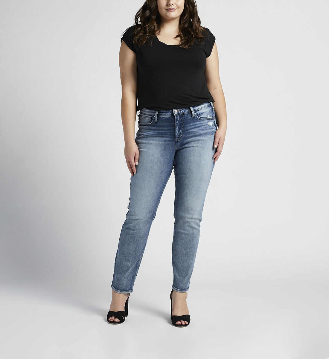 Most Wanted Mid Rise Straight Leg Jeans Plus Size Front