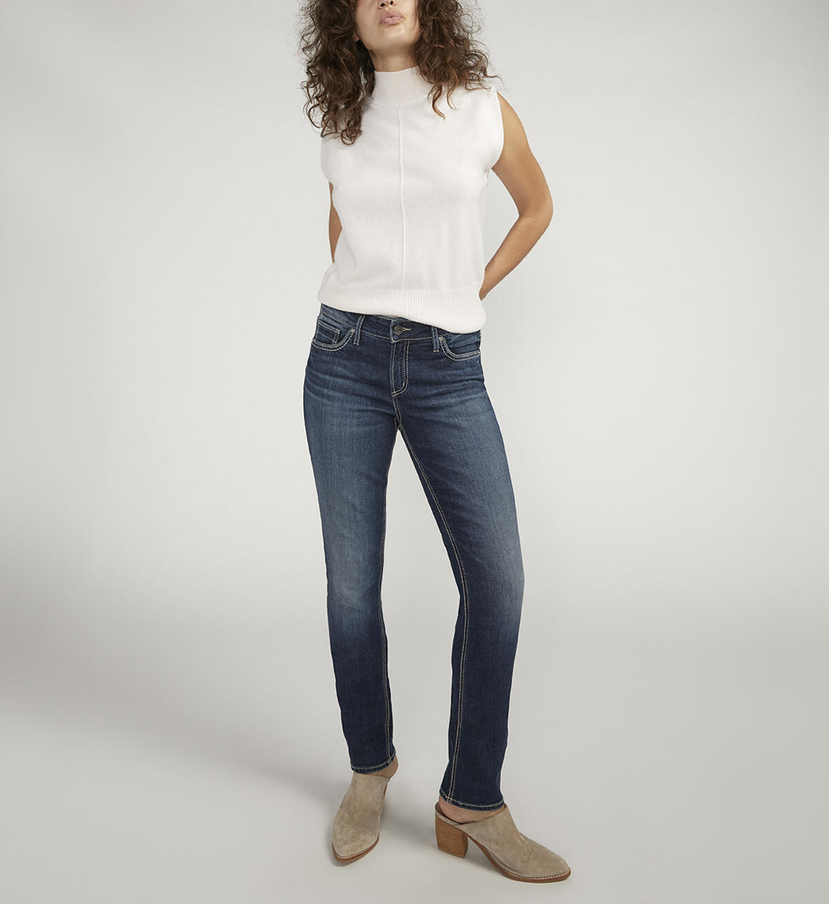 Elyse Mid Rise Straight Leg Jeans, , hi-res image number 0