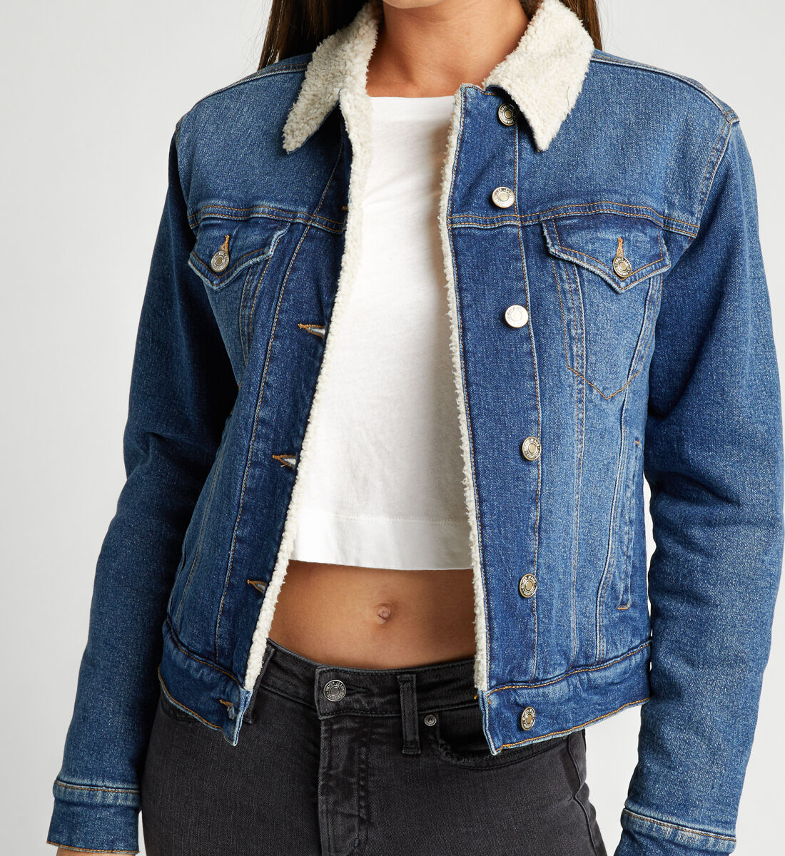 Topshop sherpa discount denim jacket