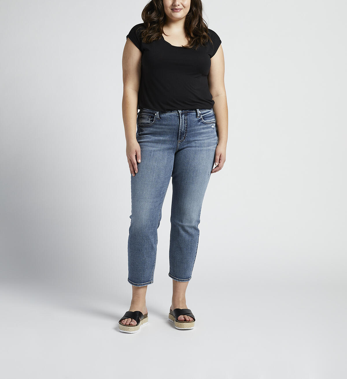 Avery High Rise Straight Crop Jeans Plus Size, , hi-res image number 0