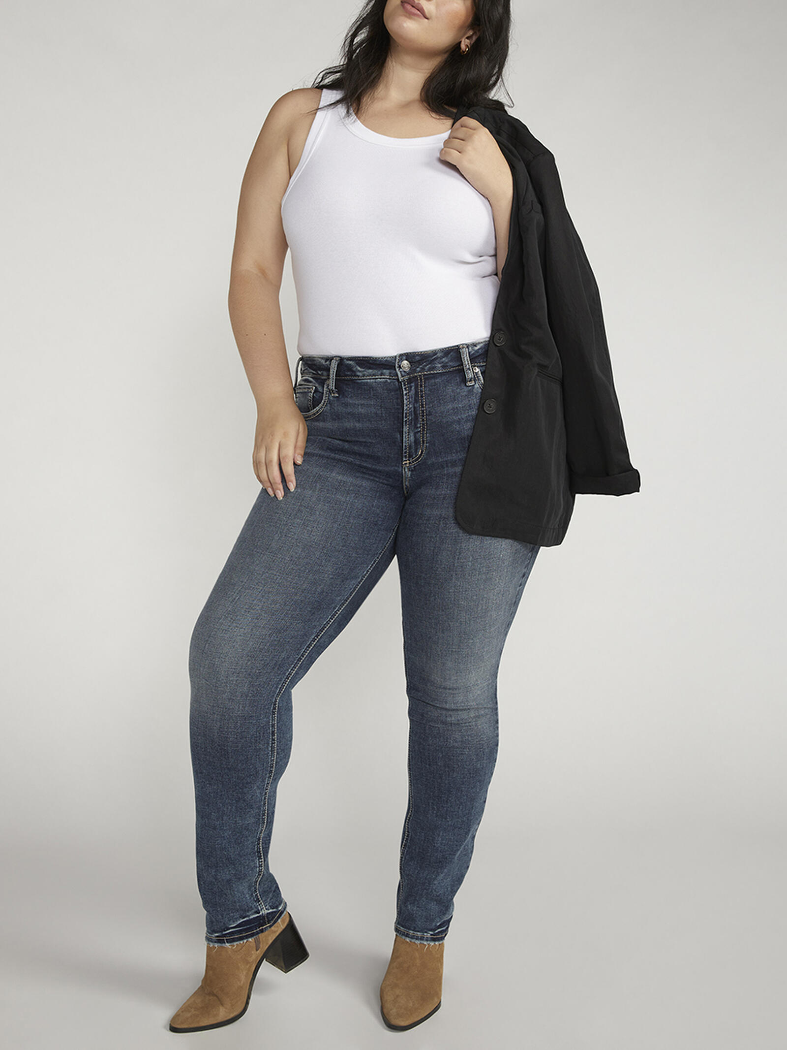 Buy Suki Mid Rise Straight Leg Jeans Plus Size for USD