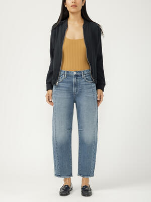 High Rise Slim Barrel Leg Jeans