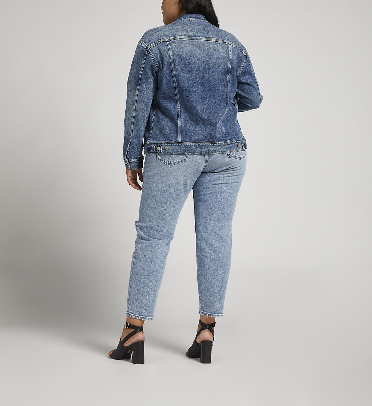 Denim Trucker Jacket Plus Size, Indigo, hi-res image number 1