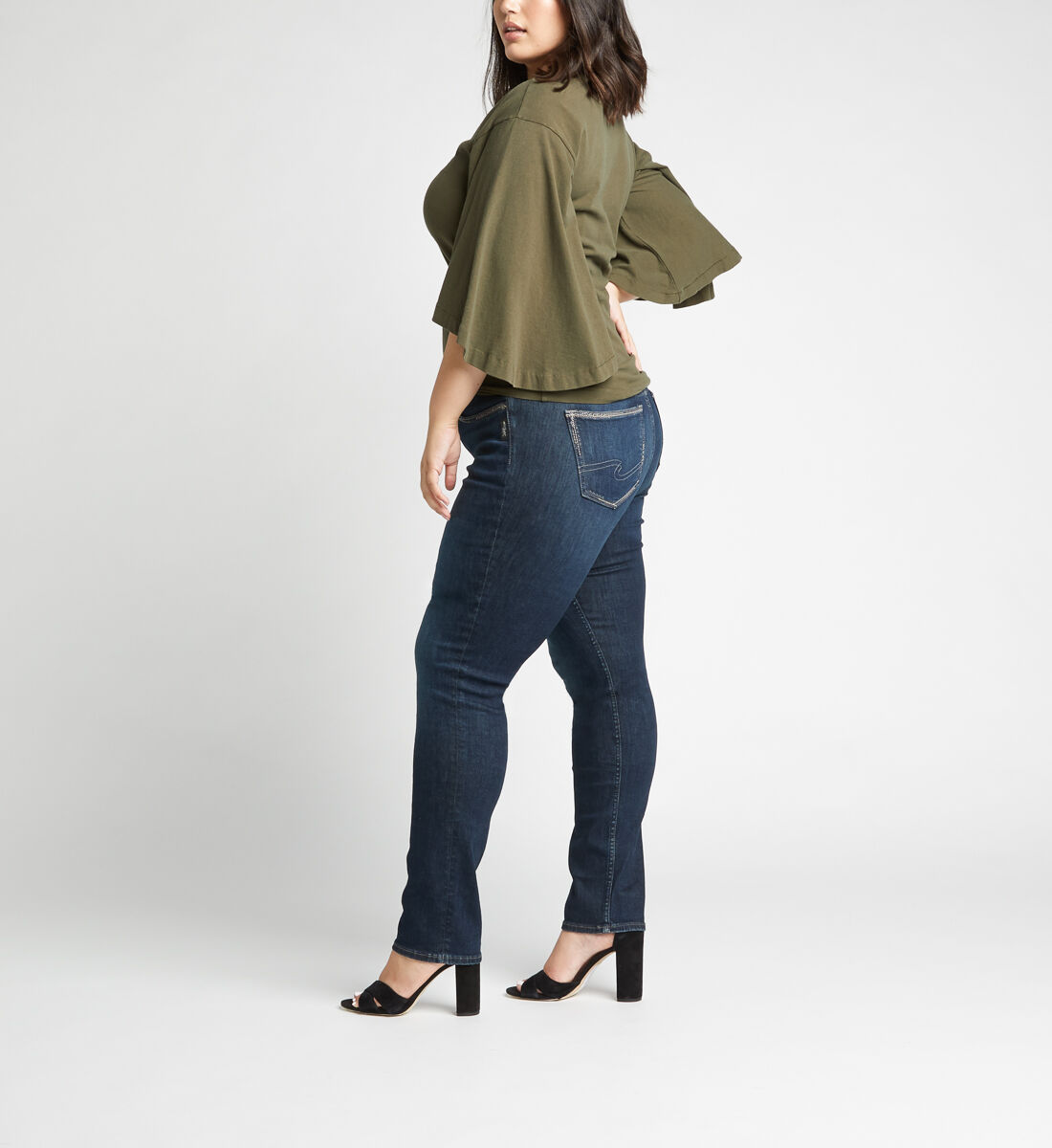 Elyse Mid Rise Straight Jeans Plus Size,Indigo Side