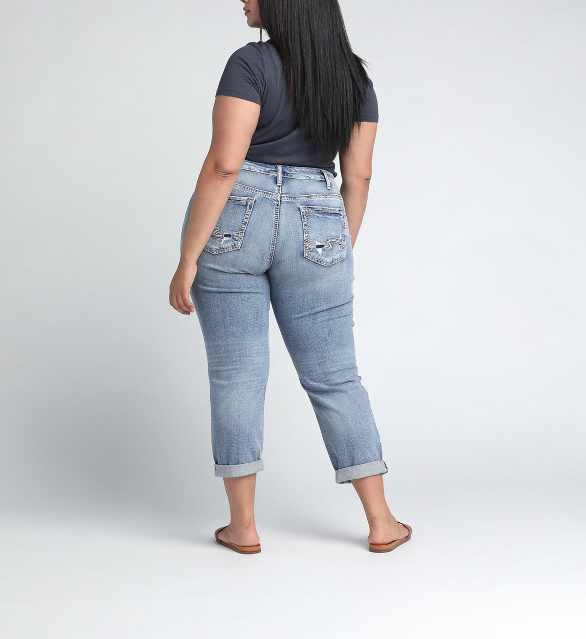 Boyfriend Mid Rise Slim Leg Jeans, , hi-res image number 1