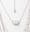 Silver-Tone Layered Feather Necklace, , hi-res image number 2