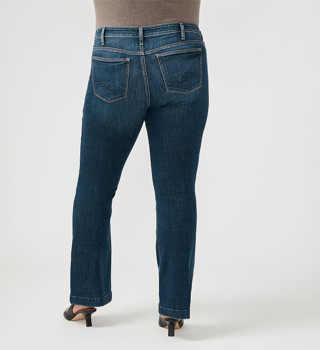 人気商品 Jeans Stretch Luxe Bootcut Rise Mid Suki Buy Plus for Size 茶