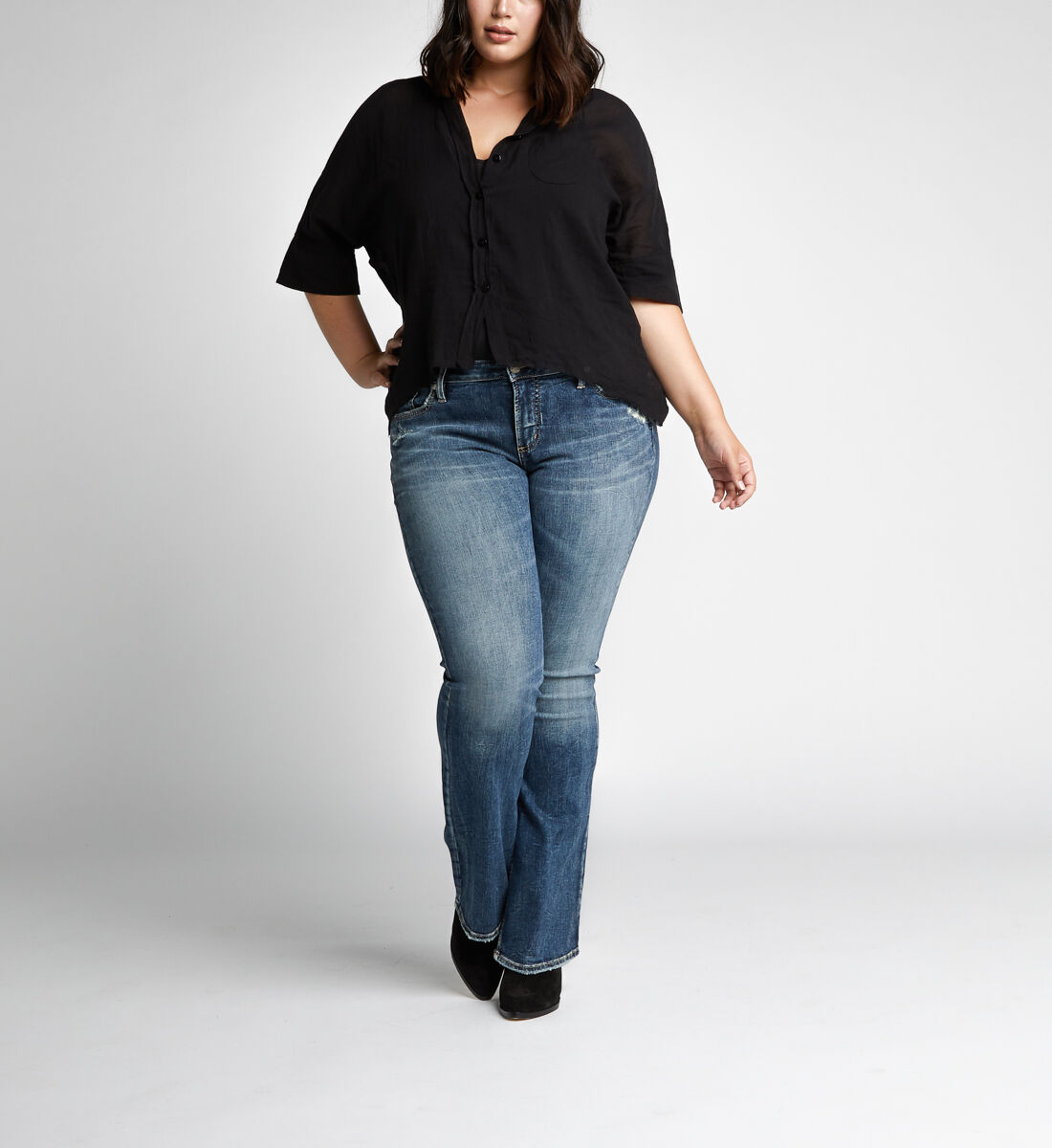 Plus size silver jeans clearance top