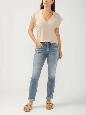 Boyfriend Mid Rise Slim Leg Jeans
