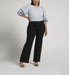Highly Desirable High Rise Trouser Leg Jeans Plus Size, Black, hi-res image number 0