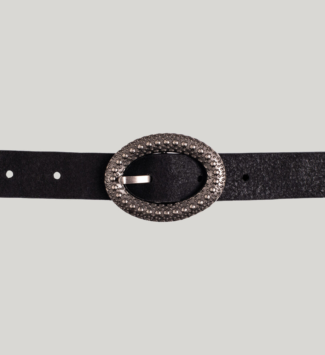 Buy Women's Genuine Leather Belt with Textured Oval Buckle