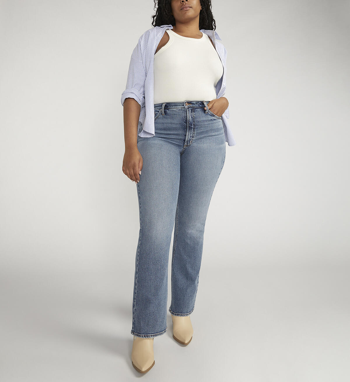 90s Vintage High Rise Bootcut Jeans Plus Size, , hi-res image number 0