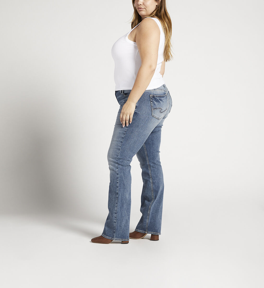 Elyse Mid Rise Slim Bootcut Jeans Plus Size Side