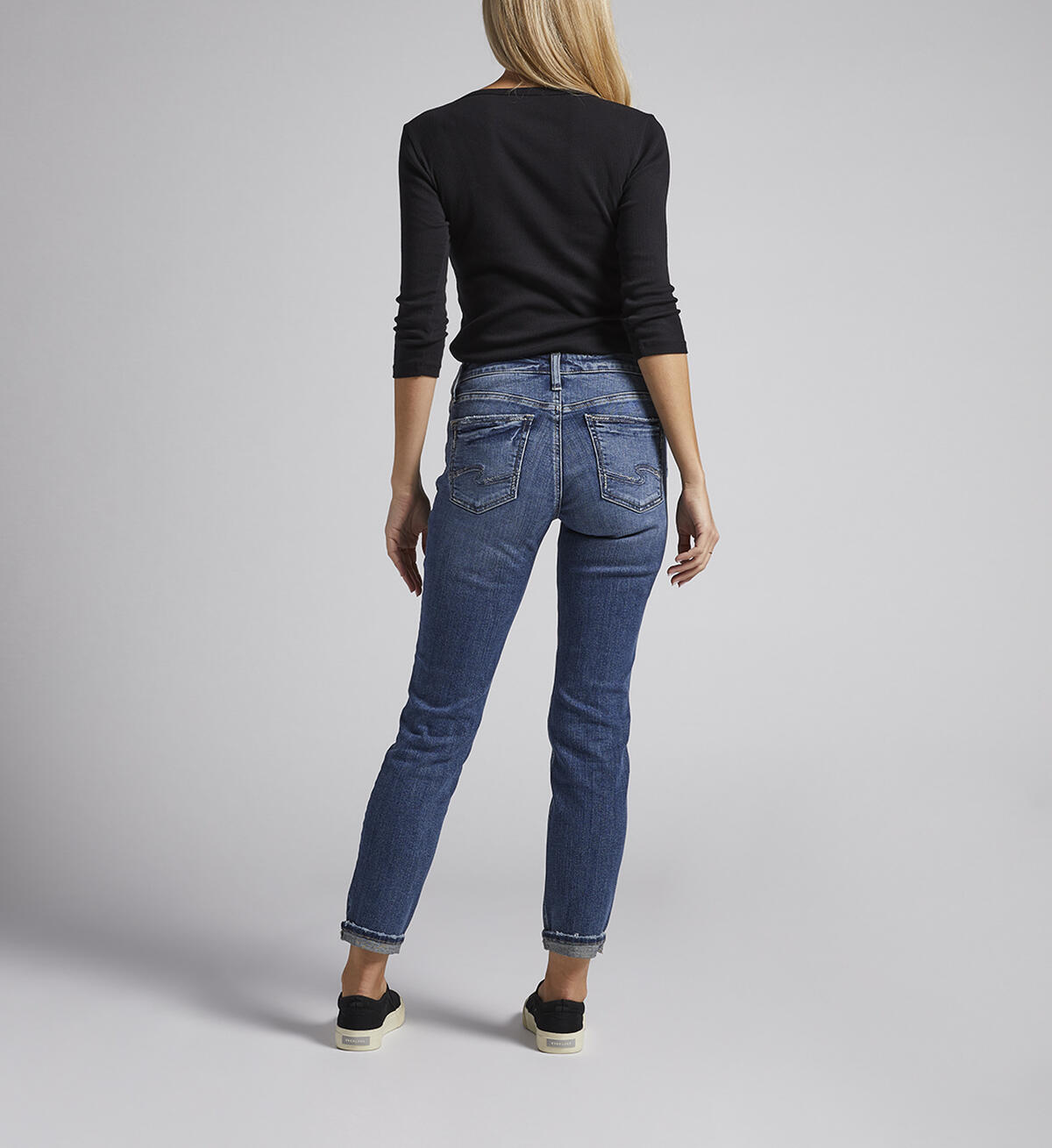 Boyfriend Mid Rise Slim Leg Jeans, Indigo, hi-res image number 1