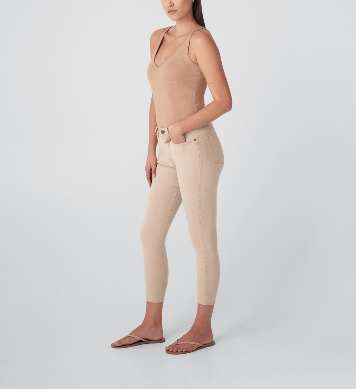 Most Wanted Mid Rise Skinny Jeans, Tan, hi-res image number 2