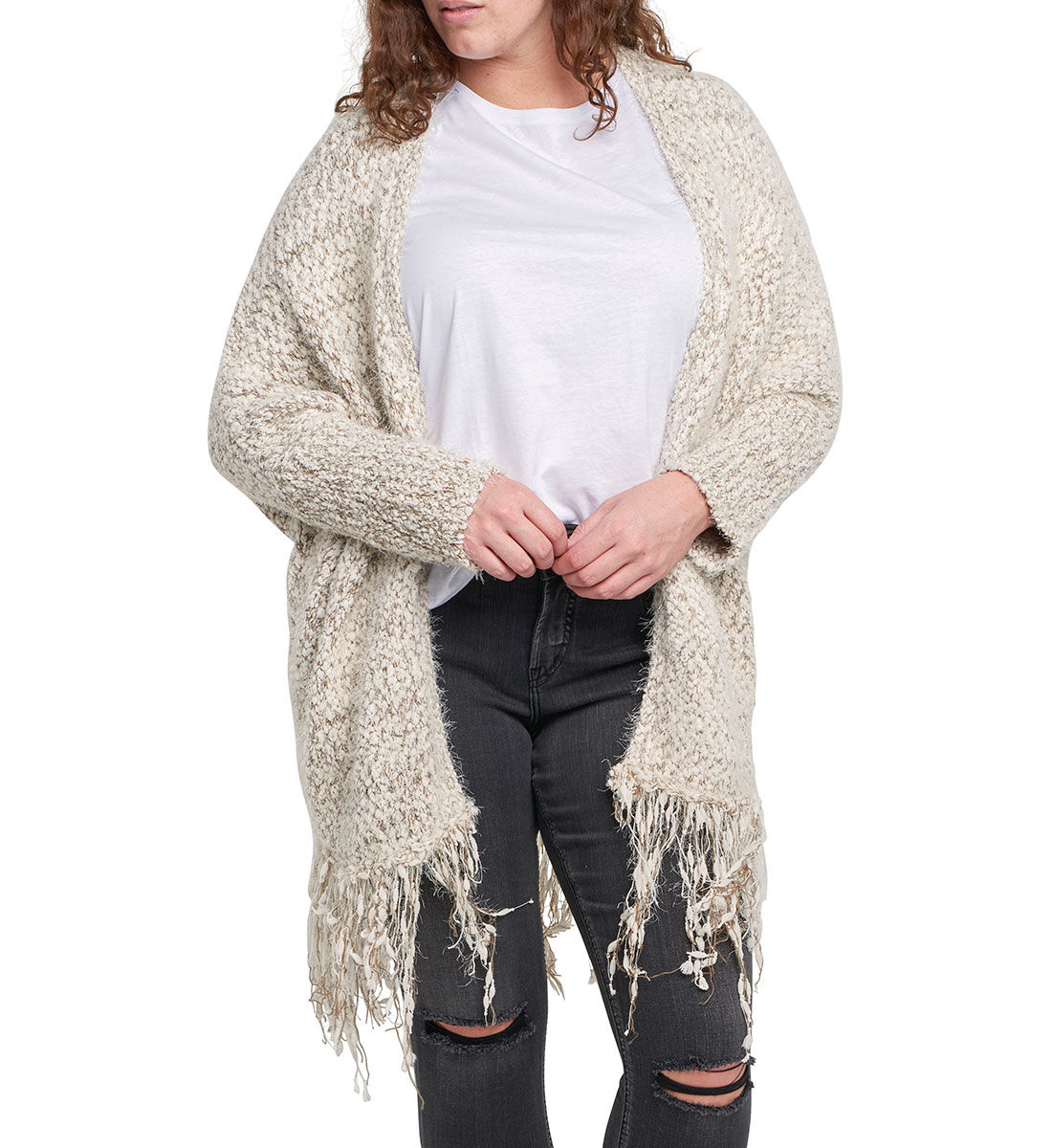 Fuzzy fringe new arrivals cardigan