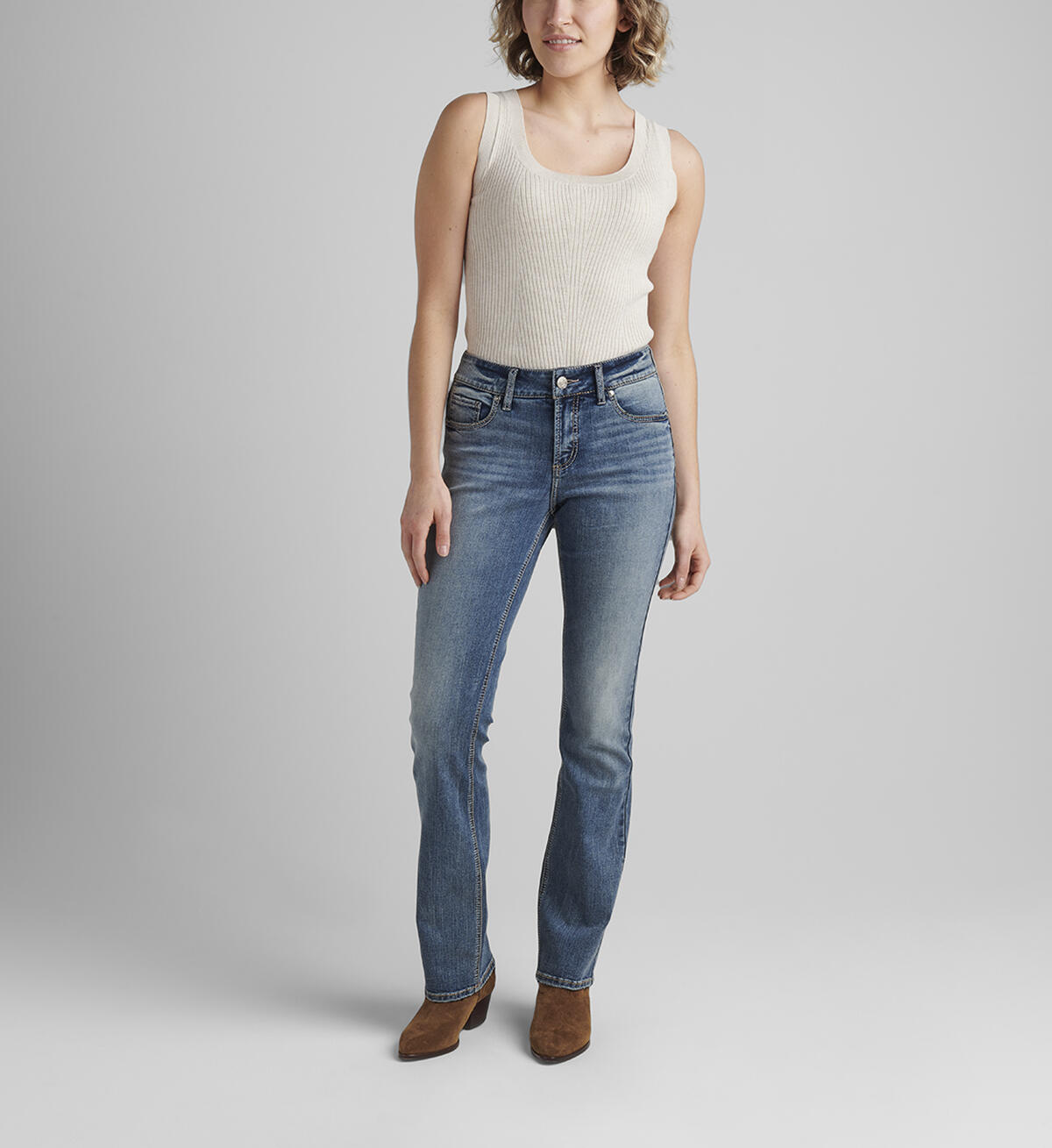 Elyse Mid Rise Slim Bootcut Jeans, , hi-res image number 0