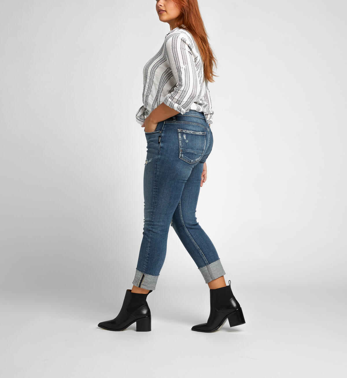Boyfriend Slim Mid Dark Wash, , hi-res image number 6