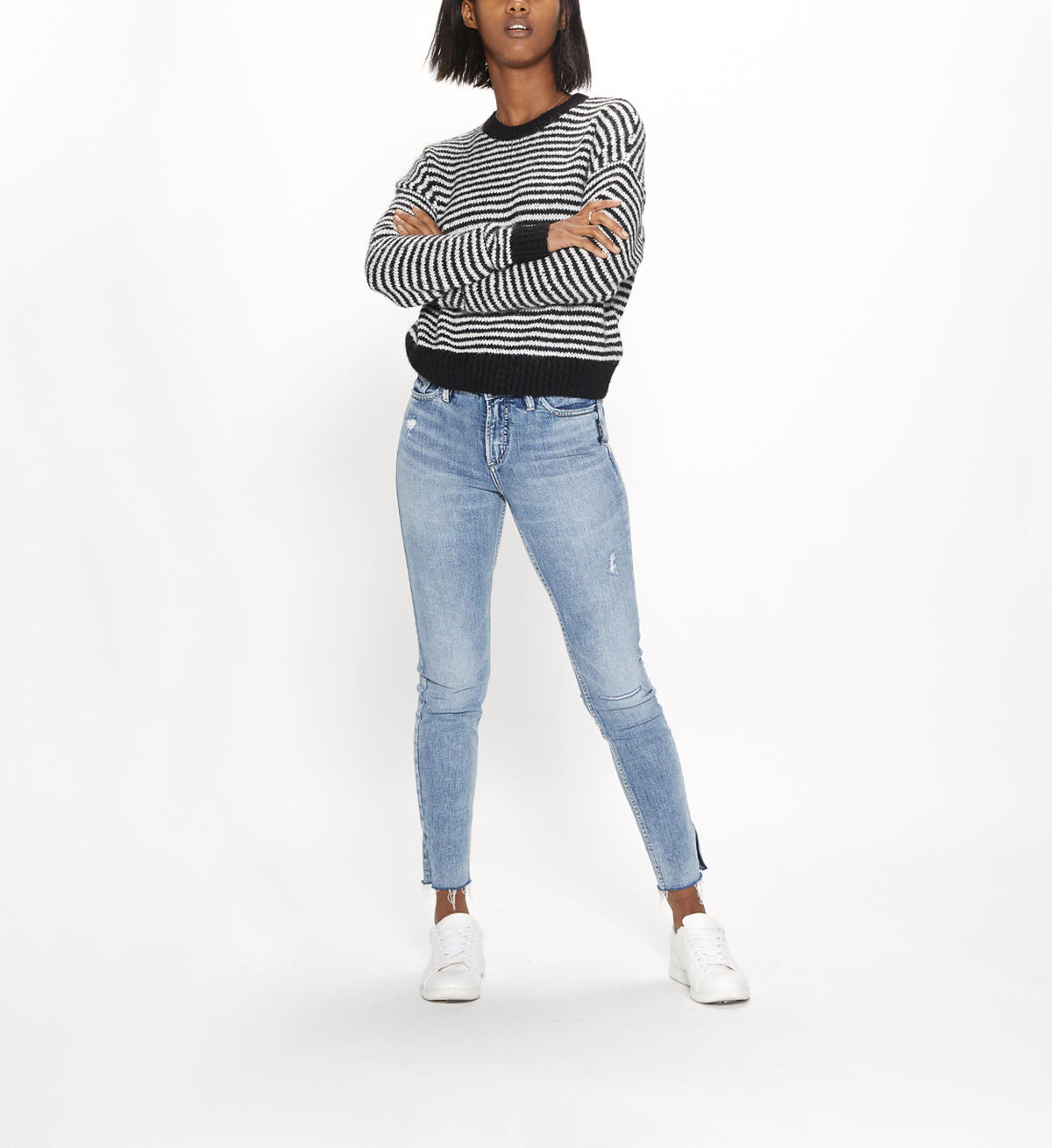 Mazy Slit Hem Ankle Skinny, , hi-res image number 3