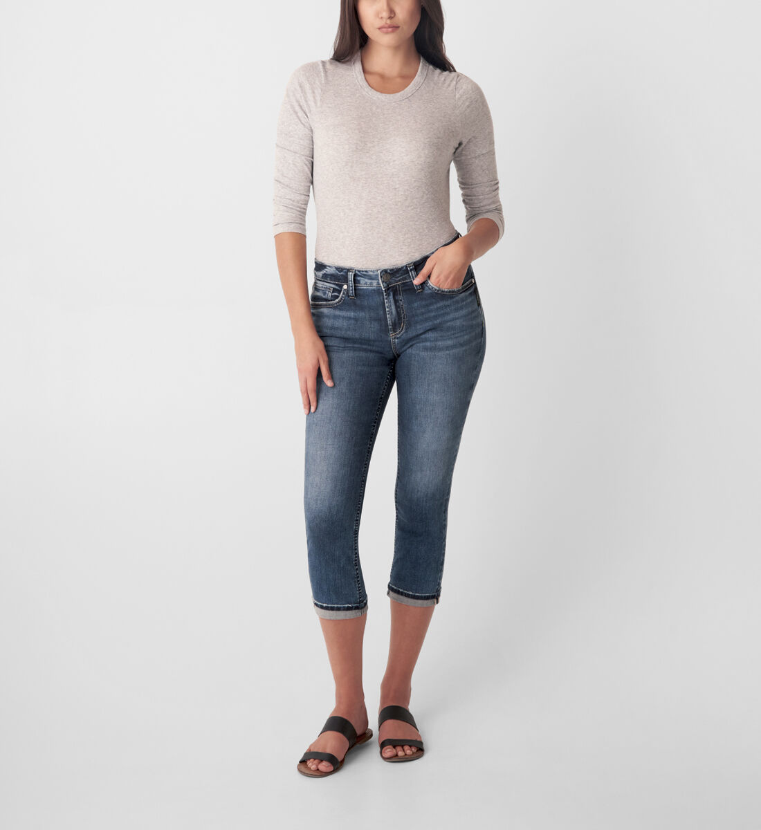 Silver capri jeans deals