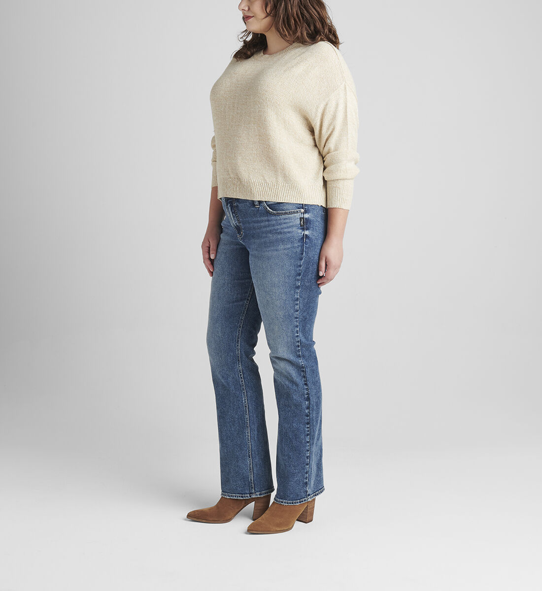 Elyse Mid Rise Slim Bootcut Jeans Plus Size Side
