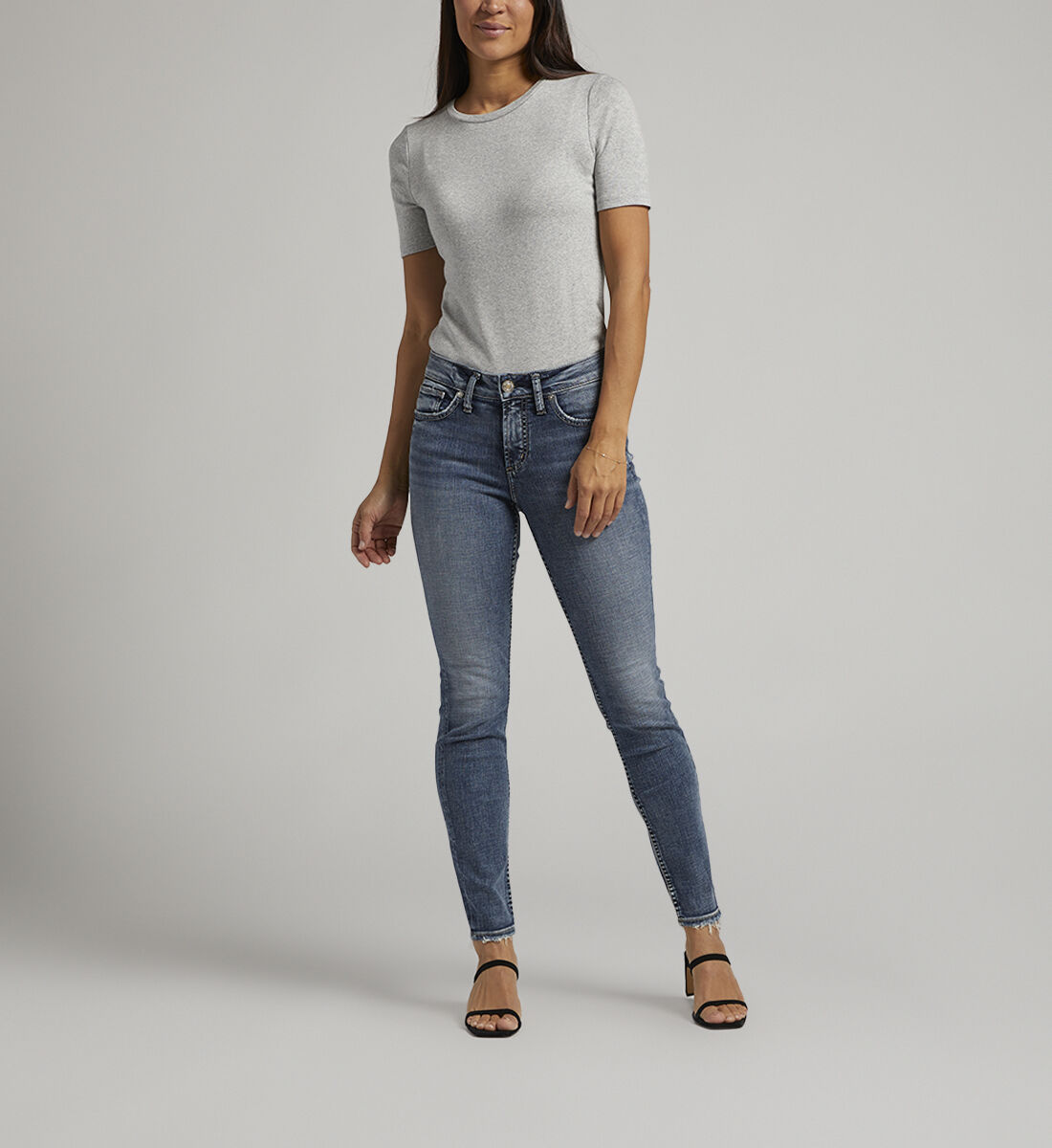 Silver Jeans Suki Skinny Jeans Donna – Vita Media, Lavaggio Dark Wash Met – 34W X 31L