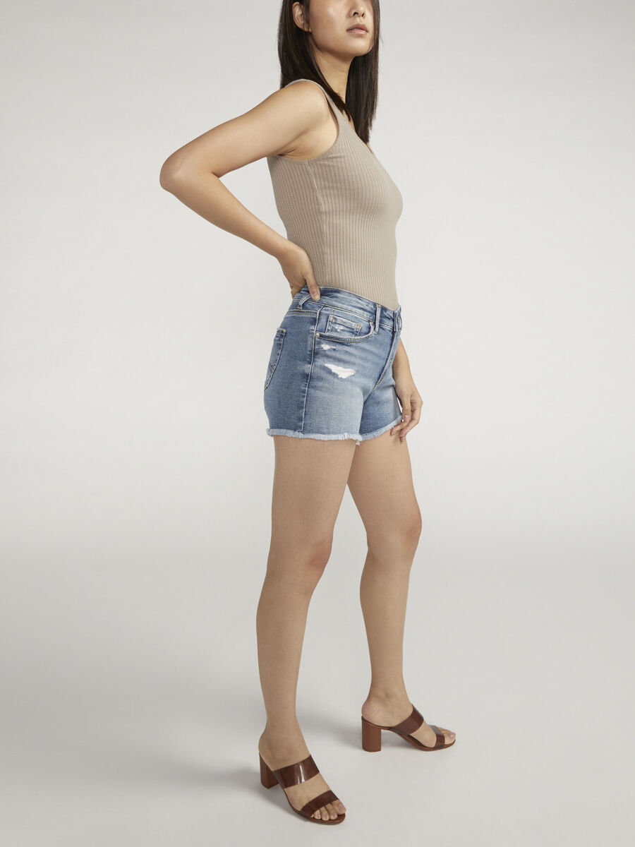 Buy Suki Mid Rise Luxe Stretch Shorts for USD 64.00 | Silver