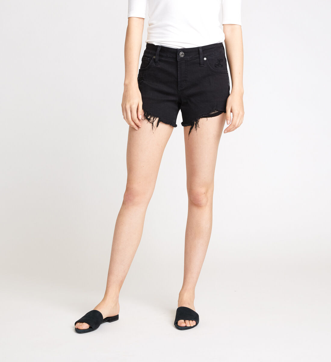 Womens Sam Mid Rise Boyfriend Shorts Denim Shorts Silver Jeans Co