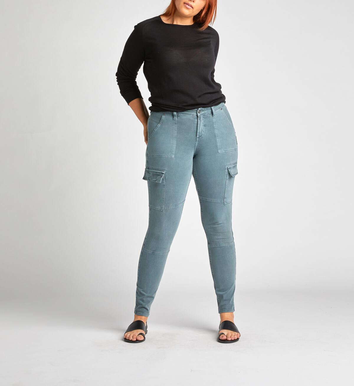 Skinny Cargo Mid Rise Skinny Leg Pants, , hi-res image number 3