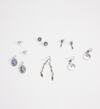 Silver-Tone and Blue Earring Set, , hi-res image number 2