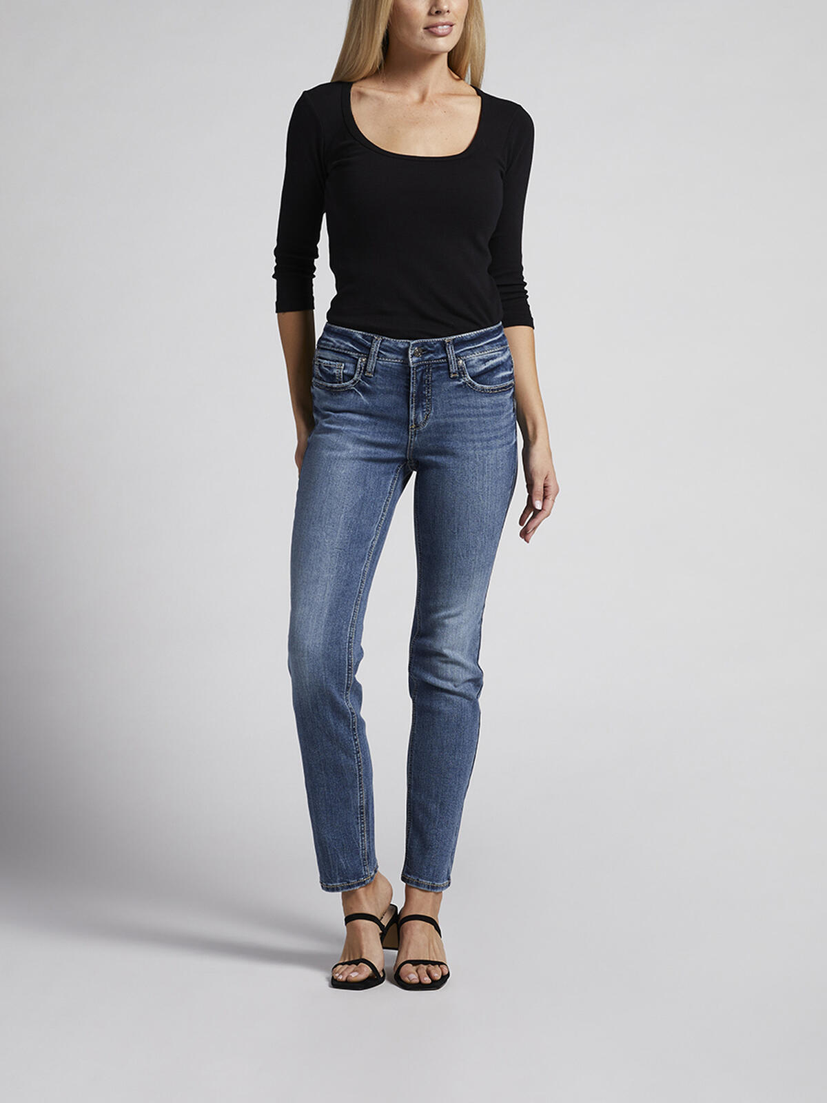 Suki Mid Rise Straight Leg Jeans, Indigo, hi-res image number 0