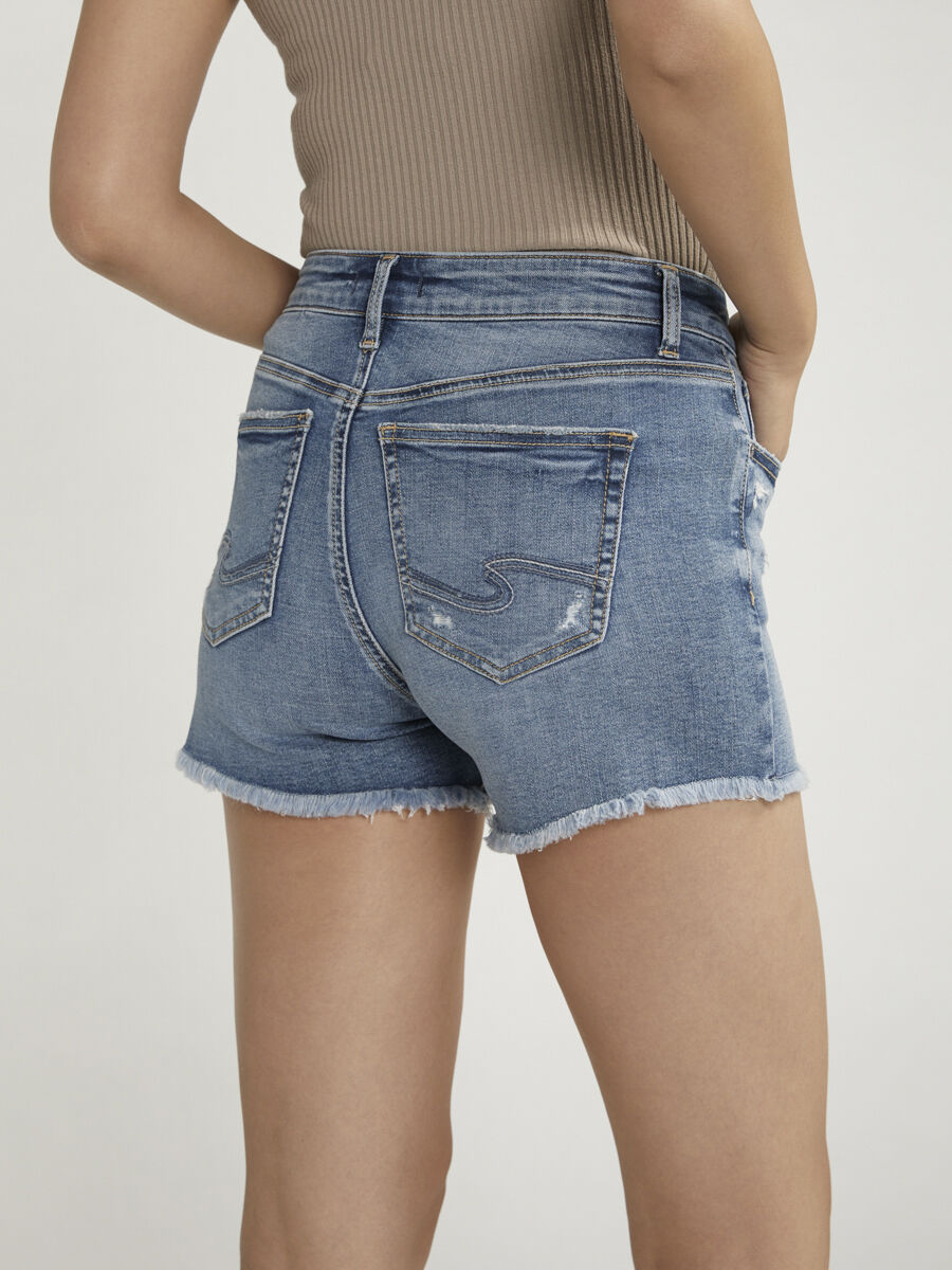 Buy Suki Mid Rise Luxe Stretch Shorts for USD 64.00 | Silver
