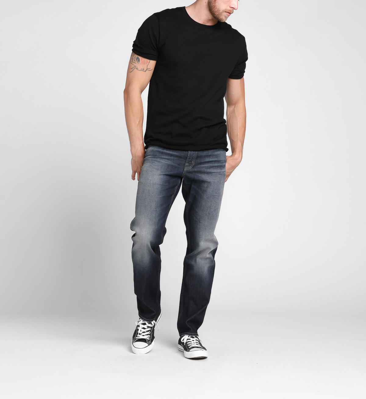 Eddie Tapered Leg Dark Wash, , hi-res image number 3