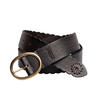 Women's 35mm Genuine Leather Scalloped Edge Belt, Dark Brown, hi-res image number 2