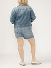 Notched Crop Jean Jacket Plus Size, , hi-res image number 1