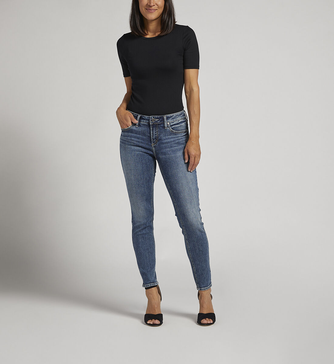 Buy Elyse Mid Rise Skinny Jeans for USD 57.00 Silver Jeans US New