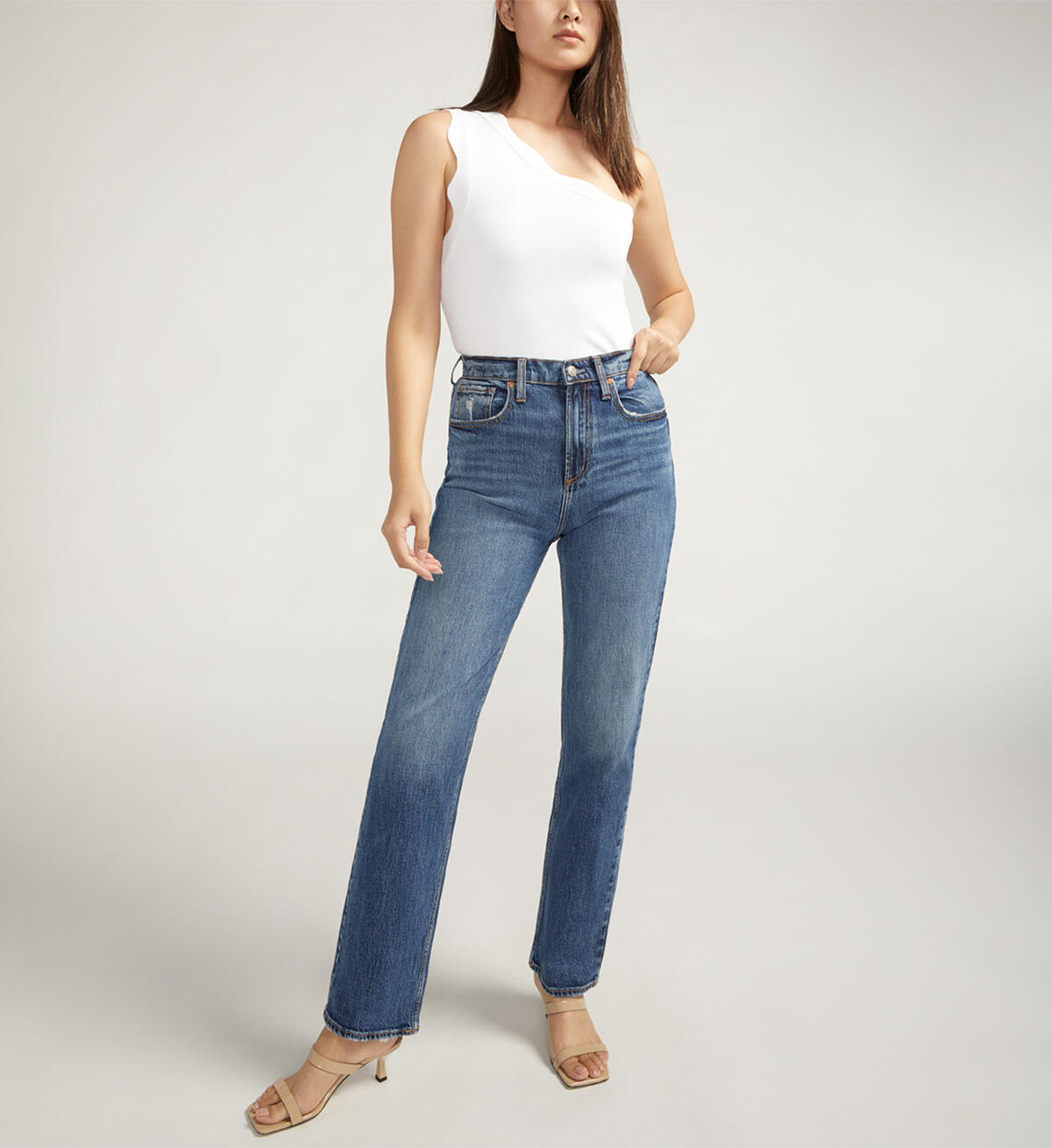 Highly Desirable High Rise Straight Leg Jeans, , hi-res image number 0