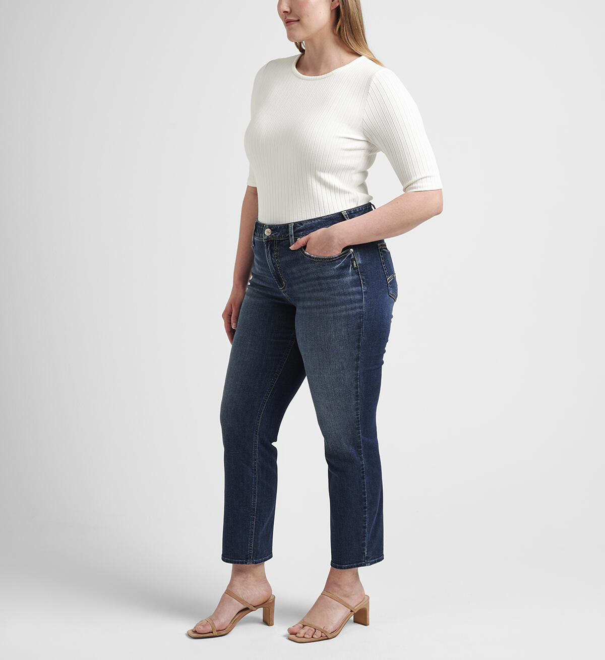 Suki Mid Rise Straight Crop Jeans Plus Size, , hi-res image number 2