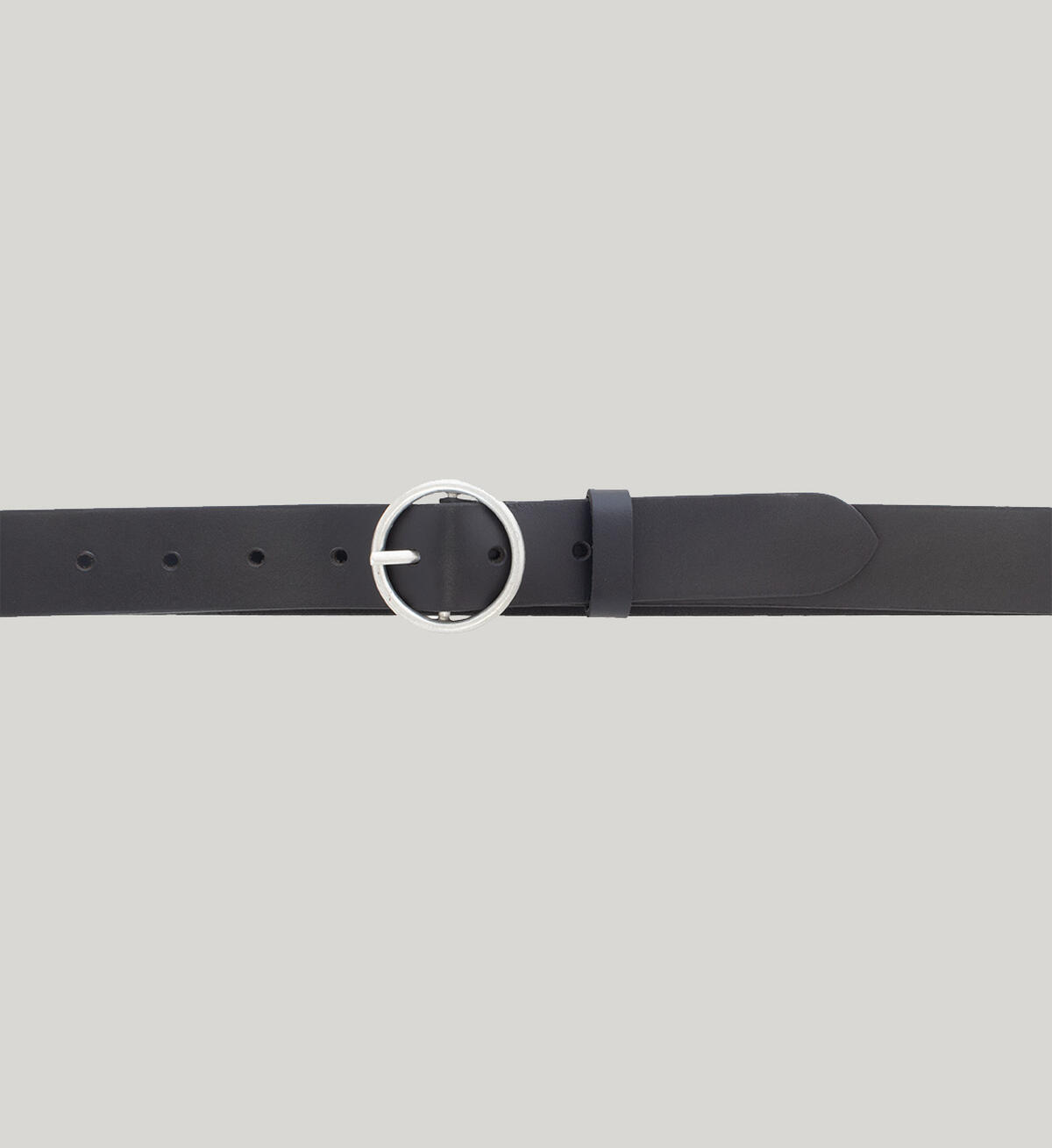 Womens Heavyweight Genuine Leather Belt With Circle Center Bar Buckle, , hi-res image number 1