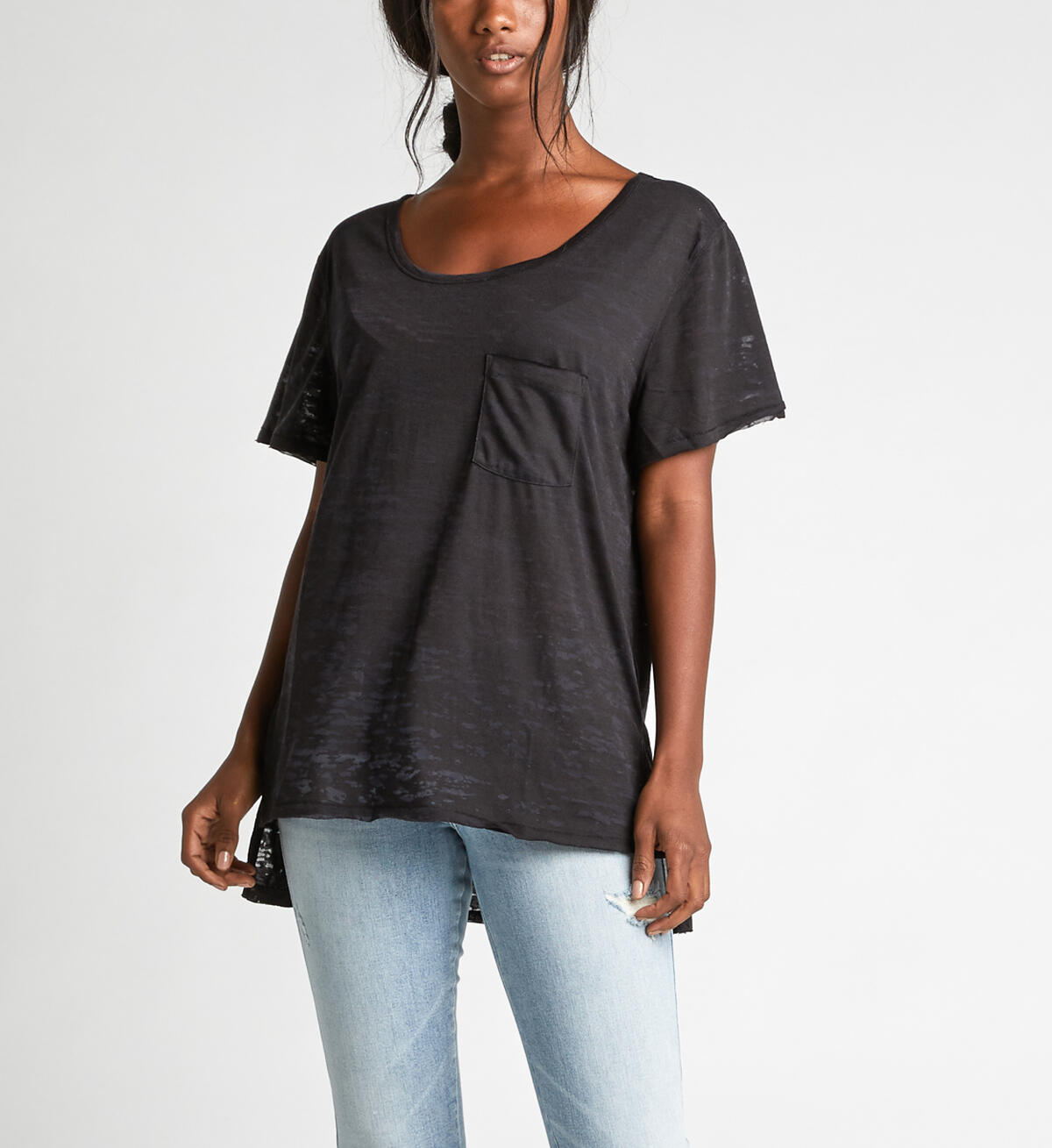 Alana Split-Seam High-Low Burnout Tee, , hi-res image number 0