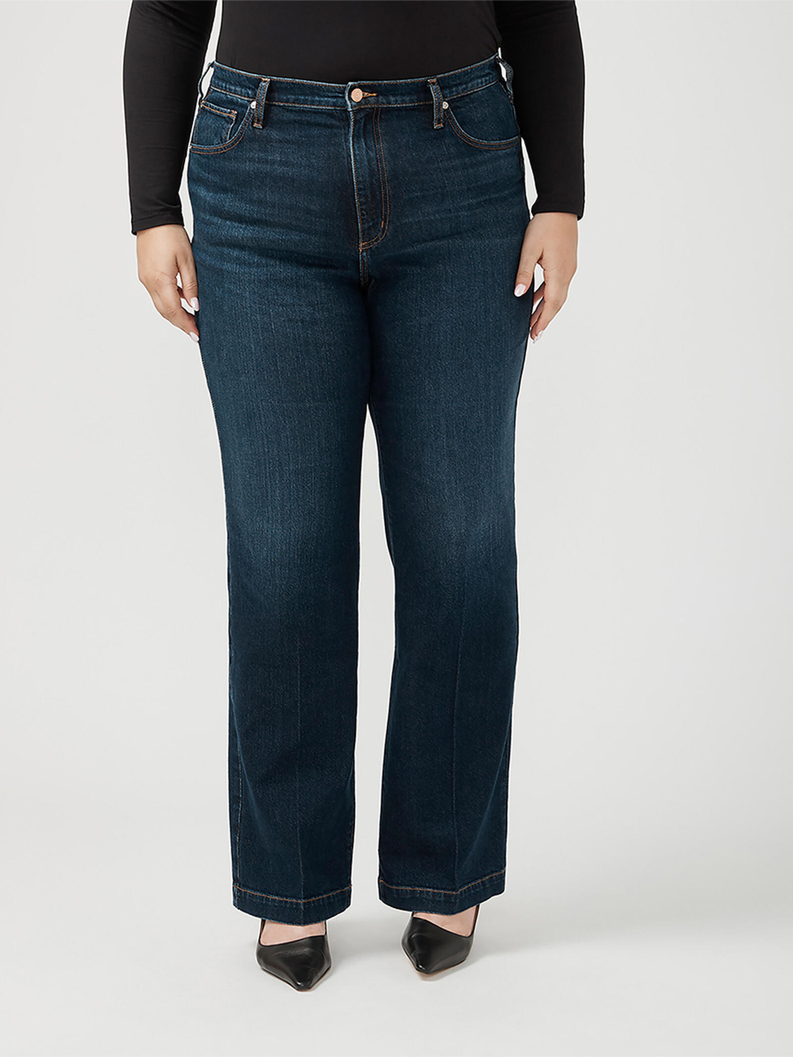 Buy Highly Desirable High Rise Trouser Leg Jeans Plus Size for USD
