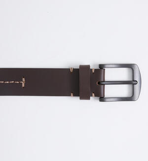 Contrast Stitch Leather Mens Belt