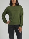 Womens Crewneck Sweatshirt, Olive, hi-res image number 2