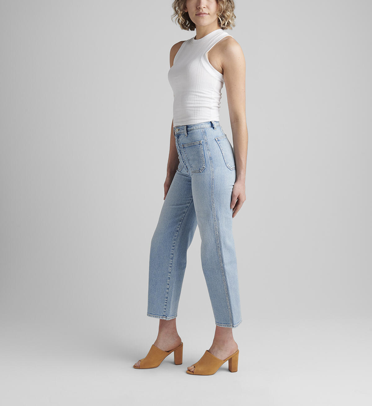 Patch Pocket High Rise Wide Leg Jeans, , hi-res image number 2