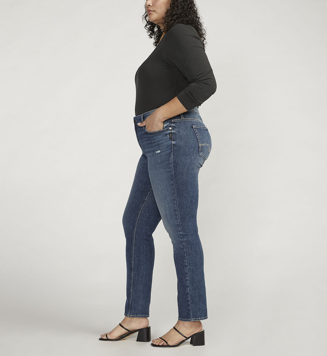 Buy Elyse Mid Rise Straight Leg Jeans Plus Size for USD 74.00