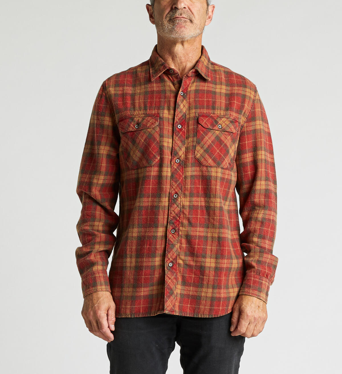 Cornell Long-Sleeve Plaid Shirt, Burgandy, hi-res image number 0