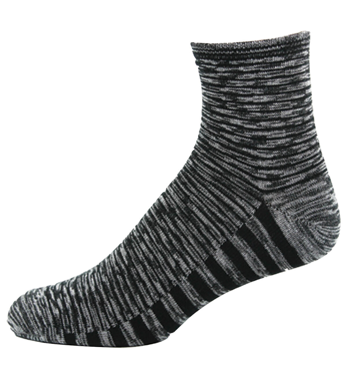 Mixed Stripe Quarter-Length Men's Socks, Black, hi-res image number 0}