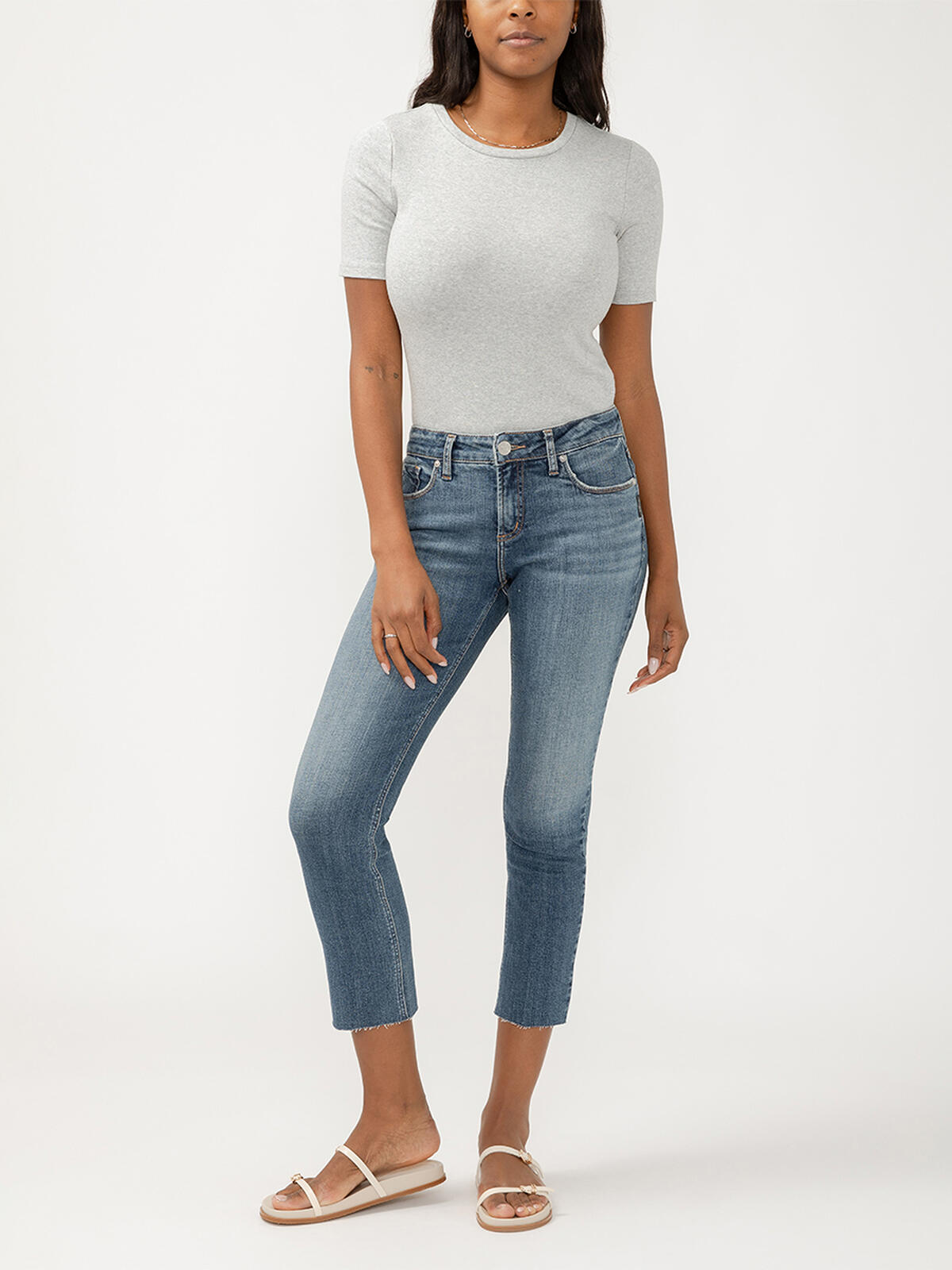 Elyse Mid Rise Straight Leg Ankle Jeans, , hi-res image number 0