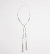 Silver-Tone Beaded Long Tassel Necklace, , hi-res image number 0
